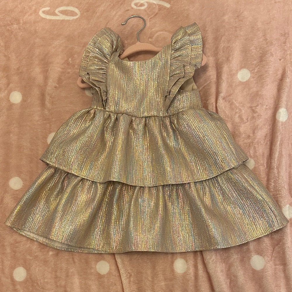 Pippa & Julie Metallic Layered Kids Dress